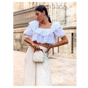 Zara top with cutwork embroidery 🏷🤍